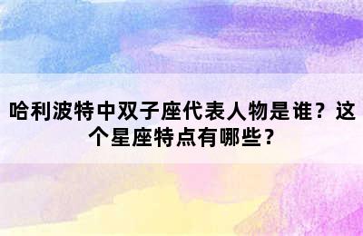 哈利波特中双子座代表人物是谁？这个星座特点有哪些？