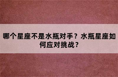 哪个星座不是水瓶对手？水瓶星座如何应对挑战？