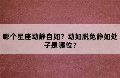 哪个星座动静自如？动如脱兔静如处子是哪位？