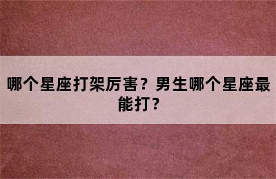 哪个星座打架厉害？男生哪个星座最能打？