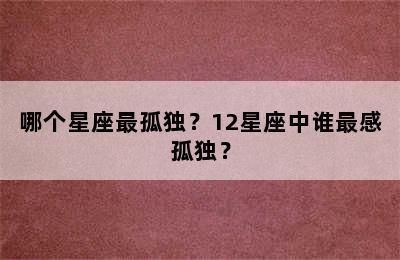 哪个星座最孤独？12星座中谁最感孤独？