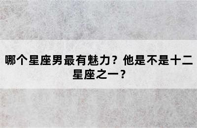 哪个星座男最有魅力？他是不是十二星座之一？