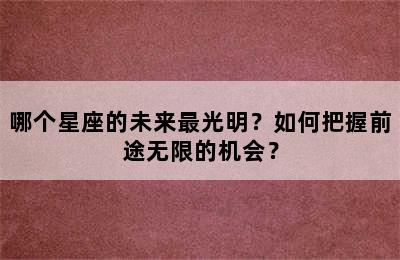 哪个星座的未来最光明？如何把握前途无限的机会？