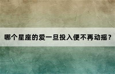 哪个星座的爱一旦投入便不再动摇？