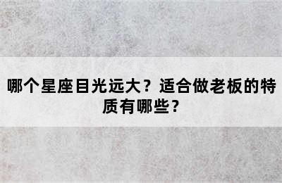哪个星座目光远大？适合做老板的特质有哪些？