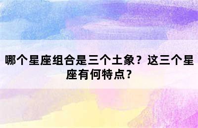 哪个星座组合是三个土象？这三个星座有何特点？