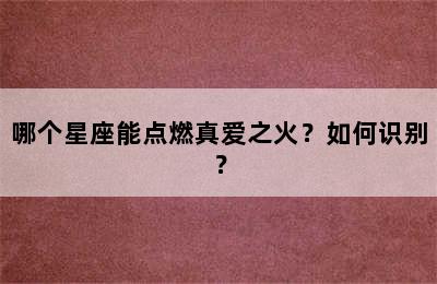 哪个星座能点燃真爱之火？如何识别？
