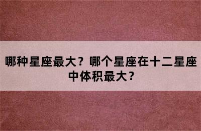哪种星座最大？哪个星座在十二星座中体积最大？