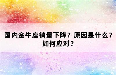 国内金牛座销量下降？原因是什么？如何应对？