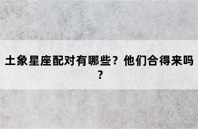 土象星座配对有哪些？他们合得来吗？