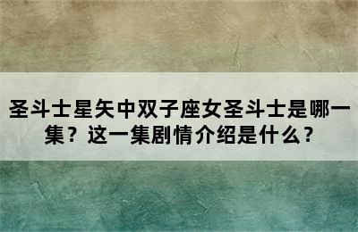 圣斗士星矢中双子座女圣斗士是哪一集？这一集剧情介绍是什么？