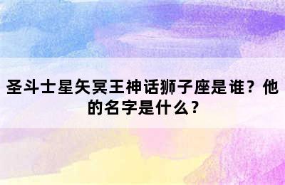 圣斗士星矢冥王神话狮子座是谁？他的名字是什么？