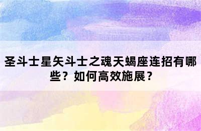 圣斗士星矢斗士之魂天蝎座连招有哪些？如何高效施展？