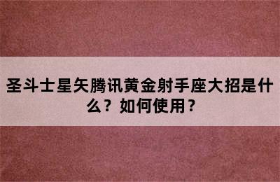 圣斗士星矢腾讯黄金射手座大招是什么？如何使用？