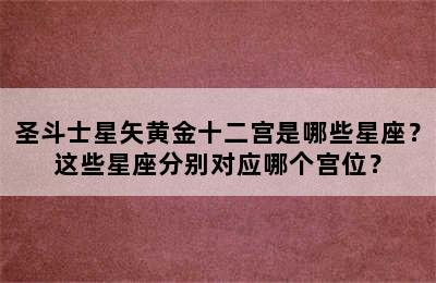 圣斗士星矢黄金十二宫是哪些星座？这些星座分别对应哪个宫位？