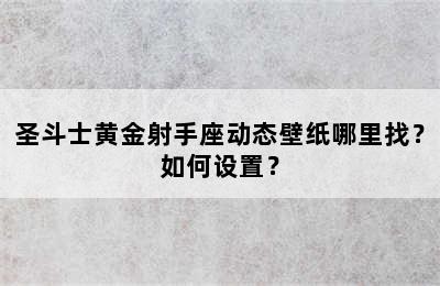 圣斗士黄金射手座动态壁纸哪里找？如何设置？