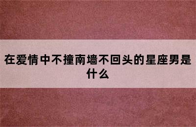 在爱情中不撞南墙不回头的星座男是什么