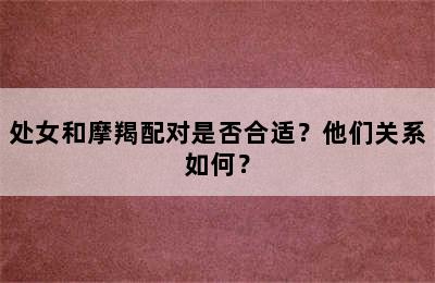 处女和摩羯配对是否合适？他们关系如何？