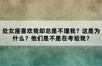 处女座喜欢我却总是不理我？这是为什么？他们是不是在考验我？