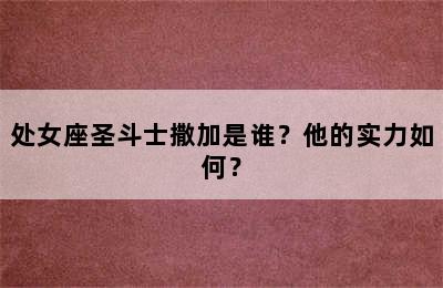 处女座圣斗士撒加是谁？他的实力如何？