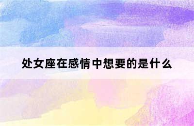 处女座在感情中想要的是什么