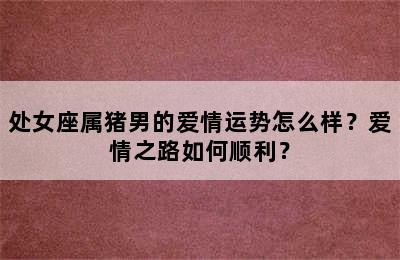 处女座属猪男的爱情运势怎么样？爱情之路如何顺利？