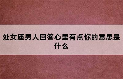 处女座男人回答心里有点你的意思是什么