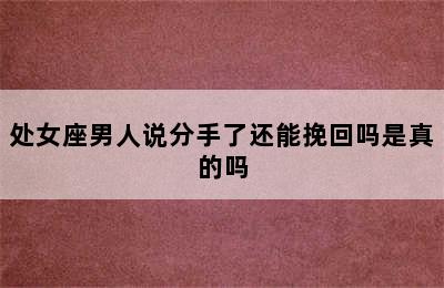 处女座男人说分手了还能挽回吗是真的吗