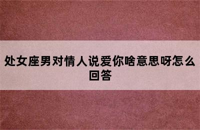 处女座男对情人说爱你啥意思呀怎么回答