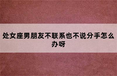 处女座男朋友不联系也不说分手怎么办呀