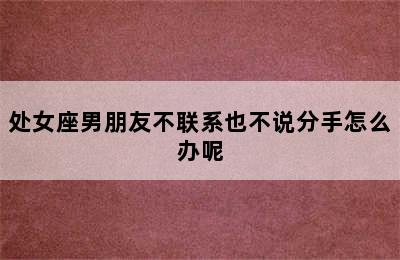 处女座男朋友不联系也不说分手怎么办呢