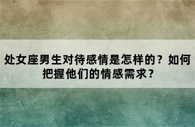 处女座男生对待感情是怎样的？如何把握他们的情感需求？