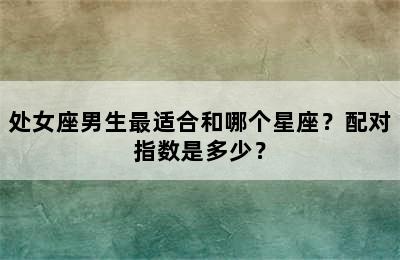 处女座男生最适合和哪个星座？配对指数是多少？