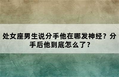 处女座男生说分手他在哪发神经？分手后他到底怎么了？