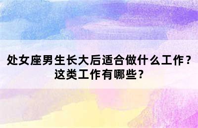 处女座男生长大后适合做什么工作？这类工作有哪些？