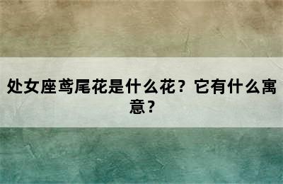 处女座鸢尾花是什么花？它有什么寓意？