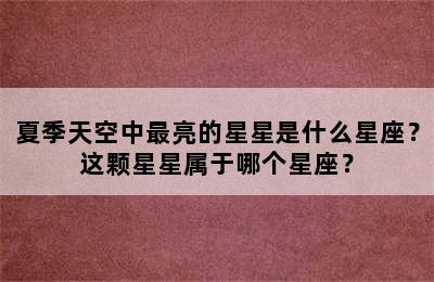 夏季天空中最亮的星星是什么星座？这颗星星属于哪个星座？