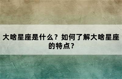 大啥星座是什么？如何了解大啥星座的特点？