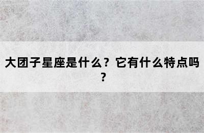 大团子星座是什么？它有什么特点吗？