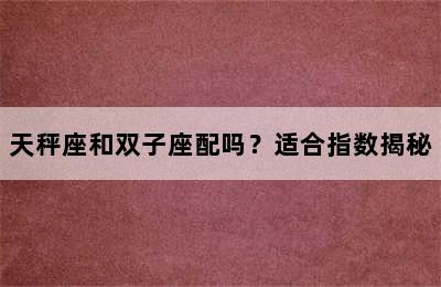 天秤座和双子座配吗？适合指数揭秘