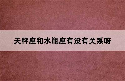 天秤座和水瓶座有没有关系呀