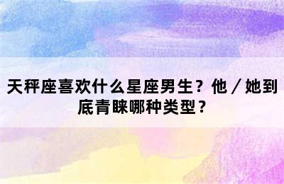 天秤座喜欢什么星座男生？他／她到底青睐哪种类型？