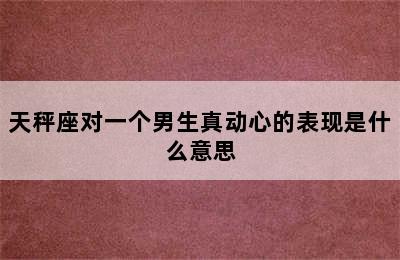 天秤座对一个男生真动心的表现是什么意思