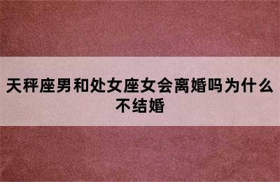 天秤座男和处女座女会离婚吗为什么不结婚