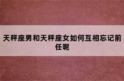 天秤座男和天秤座女如何互相忘记前任呢