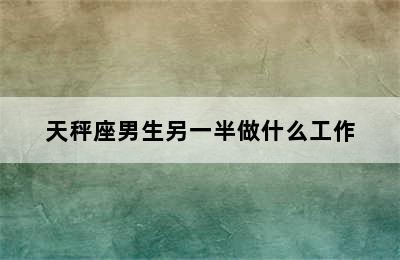 天秤座男生另一半做什么工作