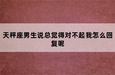 天秤座男生说总觉得对不起我怎么回复呢