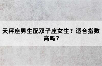 天秤座男生配双子座女生？适合指数高吗？