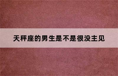 天秤座的男生是不是很没主见