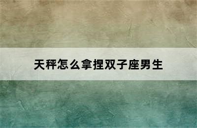 天秤怎么拿捏双子座男生